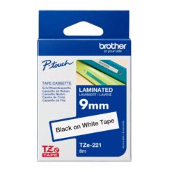 Märktejp Brother TZE221 Svart Text/Vit 9 mm