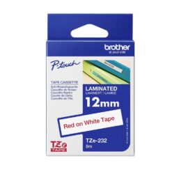 Märktejp Brother TZE232 Röd Text/Vit 12 mm