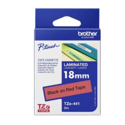 Märktejp Brother TZE441 Svart Text/Röd 18 mm
