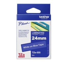 Märktejp Brother TZE555 Vit Text/Blå 24 mm