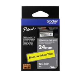 Märktejp Brother TZES651 24 mm Svart/Gul Extra fästförmåga